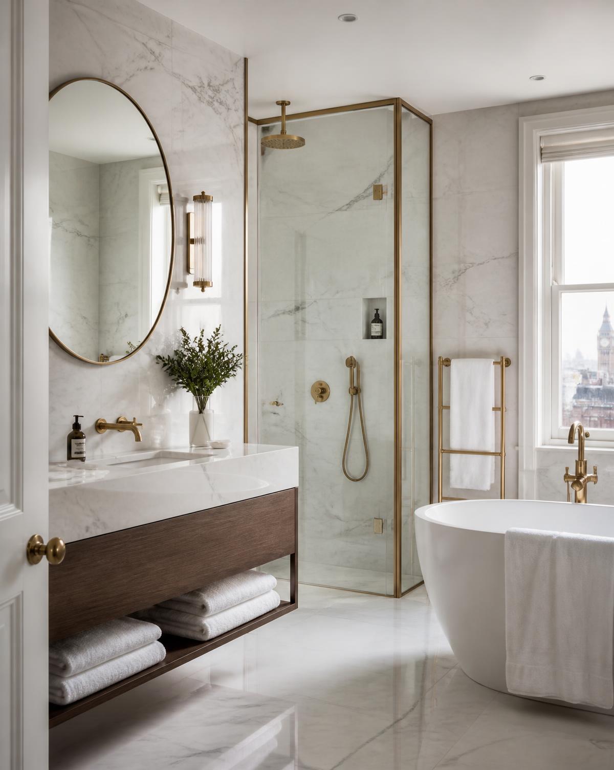 Spotless marble bathroom after a deep clean